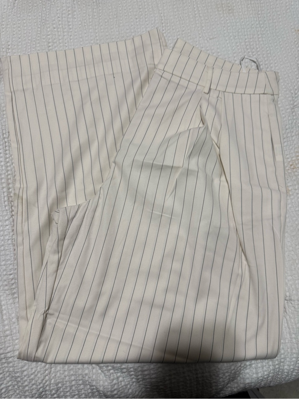 Commense Cream Pinstripe Trousers